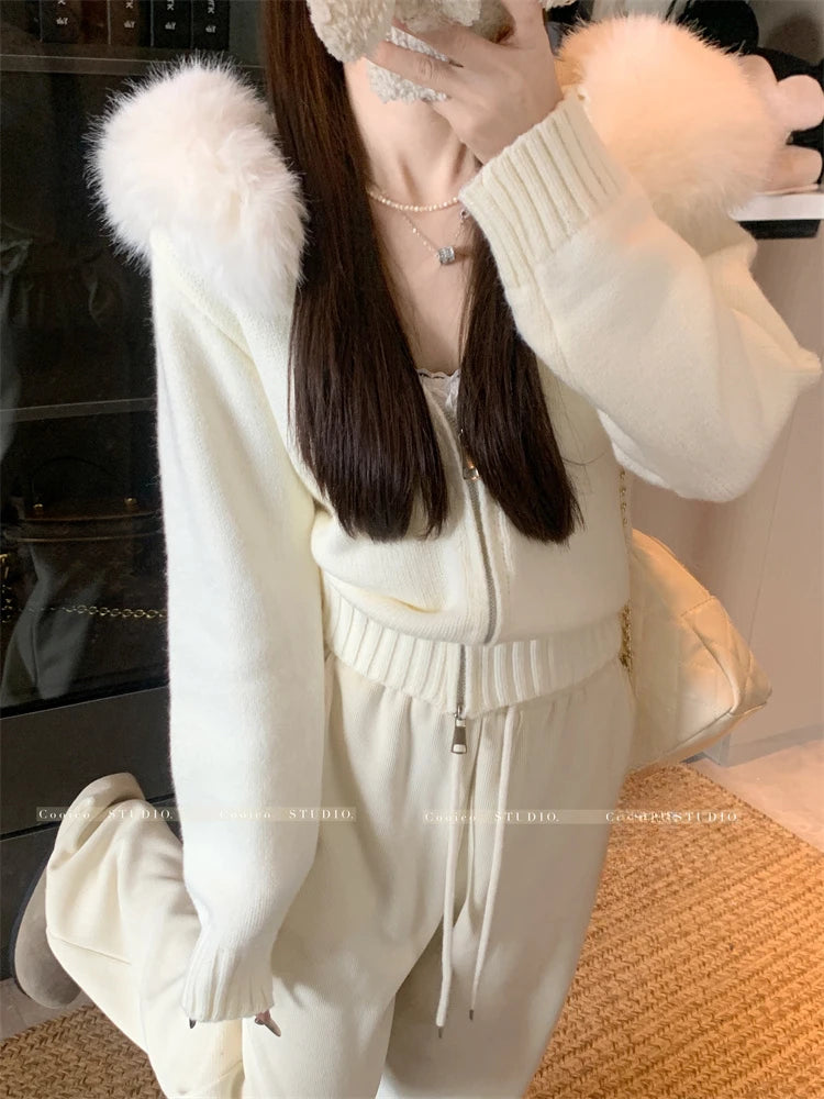 Detachable Fur Collar Hooded Sweater